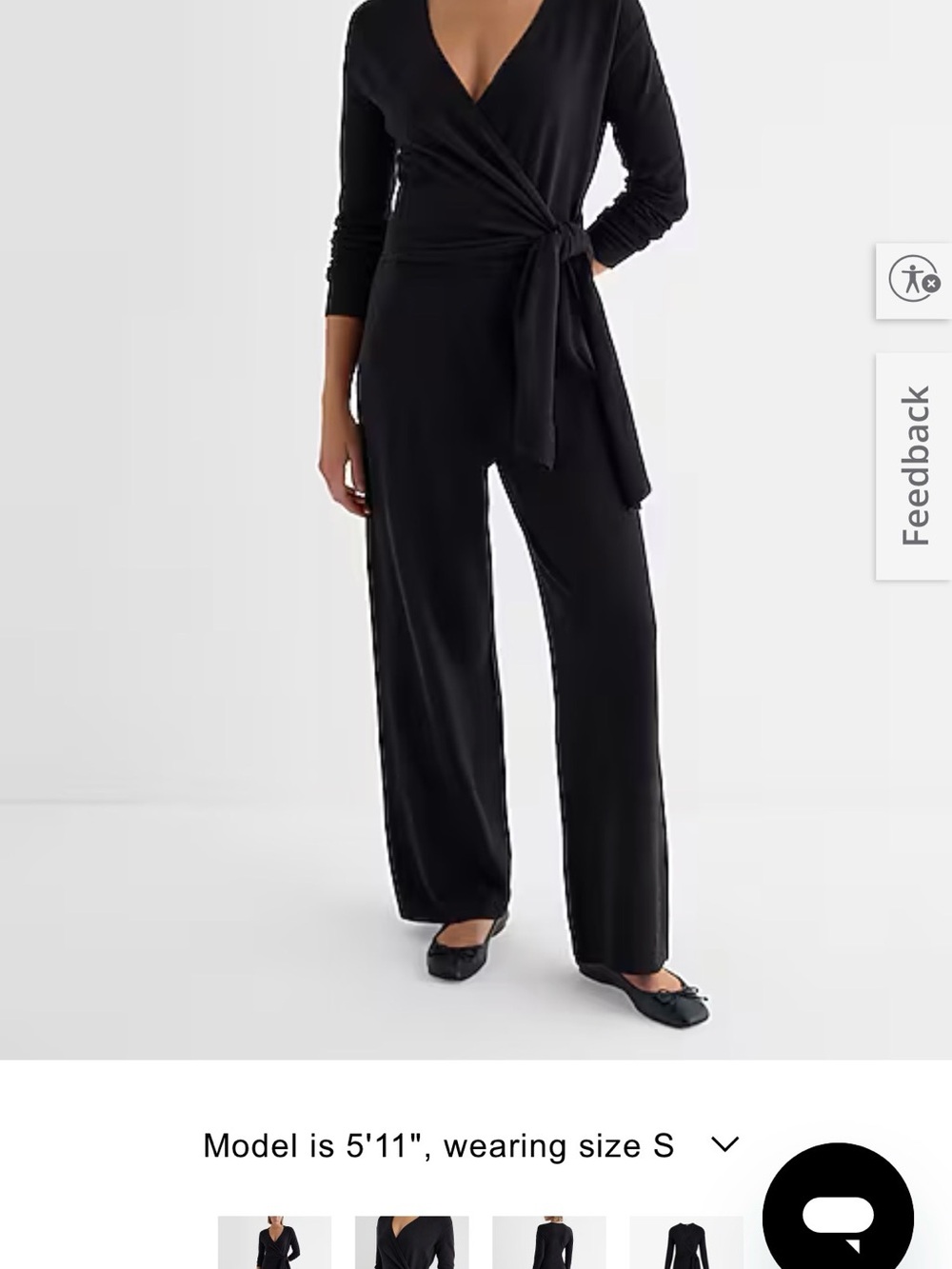 Express Black Long Sleeve Wrap Jumpsuit